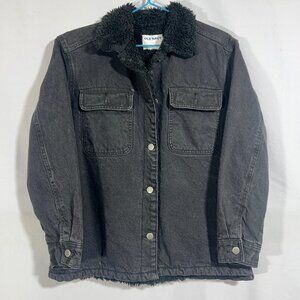 Old Navy sherpa lined denim jacket blackjack size small mens